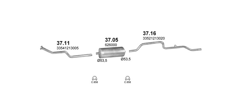 Schéma výfukového systému LUBLIN LUBLIN II 2.4 TD – 4CT90 2.9T