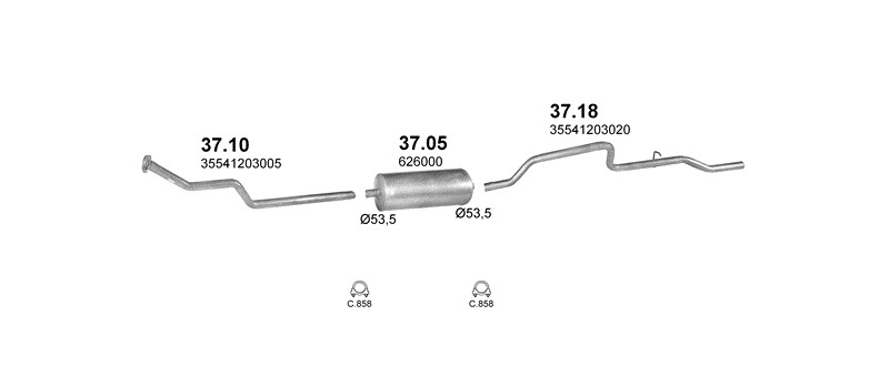 Schéma výfukového systému LUBLIN LUBLIN II 2.4 TD – 4CT90 3.5T