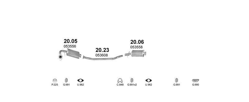 Schéma výfukového systému POLONEZ TRUCK 1.9 D – STANDARD