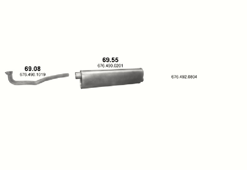 Schéma výfukového systému MERCEDES 10-16 T 1120 F/1124 F – WB 3640 – sestava 1