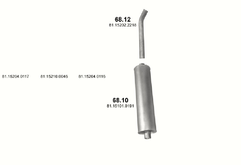 Schéma výfukového systému MAN G90 6.9 – L02/L04 – sestava 1