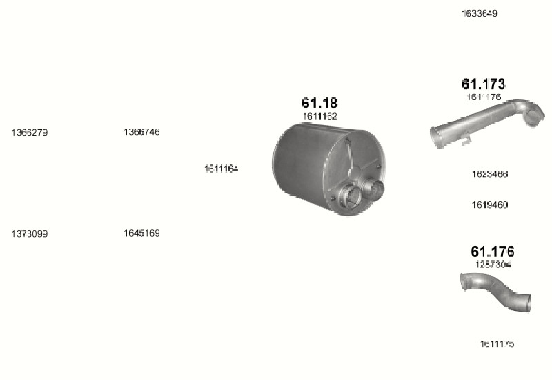 Schéma výfukového systému DAF CF 75 9.2 – 4X2 / 6X2 / 6X4 – sestava 2