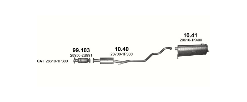 Schéma výfukového systému KIA VENGA 1.4 – 1.4i