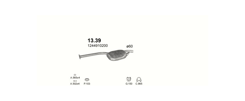 Schéma výfukového systému MERCEDES E250 - T124 2.5 TD – T124 E250 – sestava 1