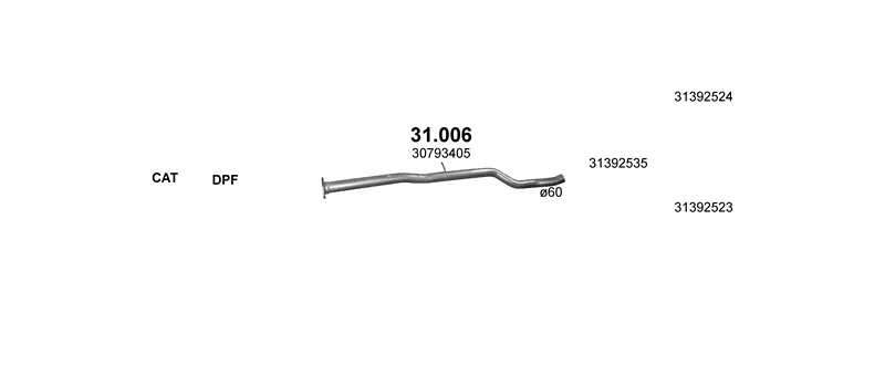 Schéma výfukového systému VOLVO S60 II 2.4 D – 2.4 D AWD – sestava 1