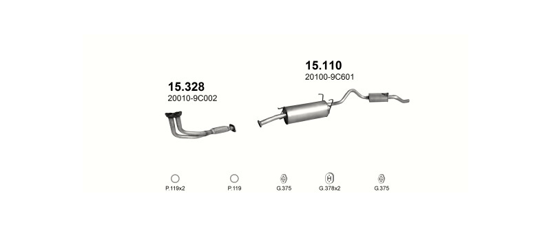 Schéma výfukového systému NISSAN VANETTE 2.3 D – CARGO