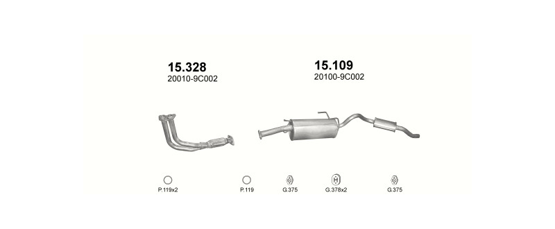 Schéma výfukového systému NISSAN VANETTE 2.3 D – VANETTE E