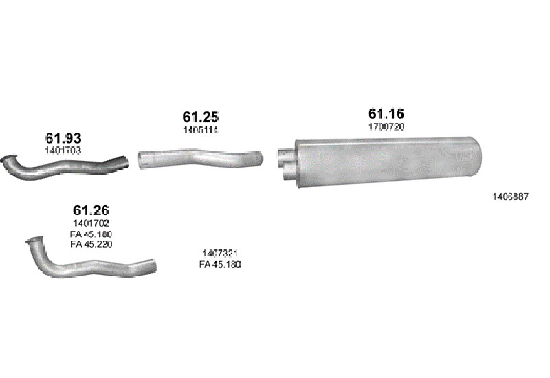 Schéma výfukového systému DAF LF 45 5.9 – 7,5T/10T/12T – sestava 2