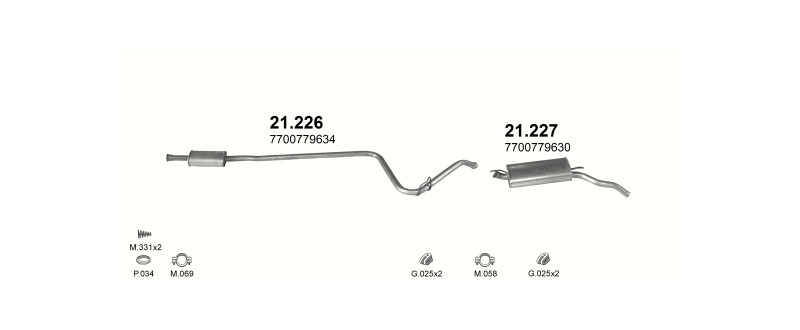 Schéma výfukového systému RENAULT EXPRESS 1.4 – Sestava 1
