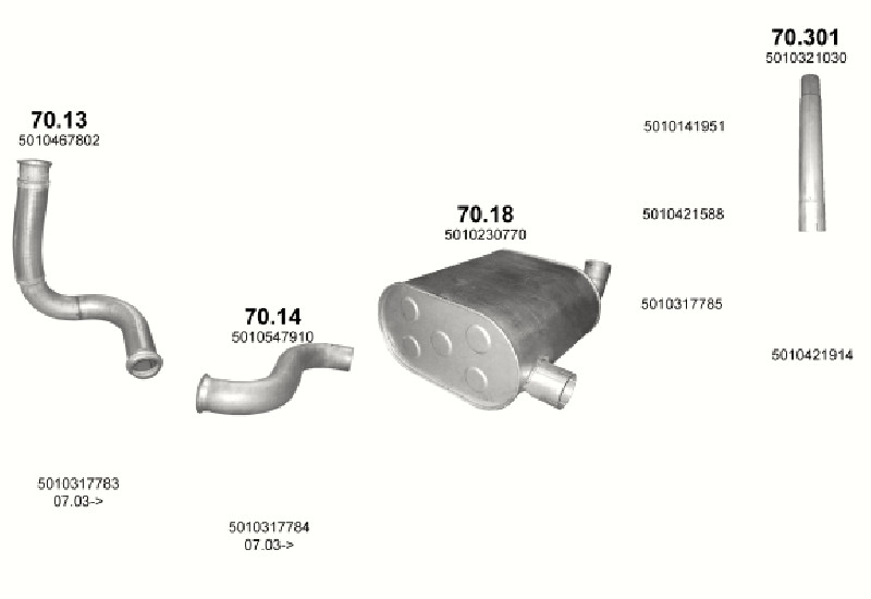 Schéma výfukového systému RENAULT PREMIUM 6.1 – 4X2 – sestava 3