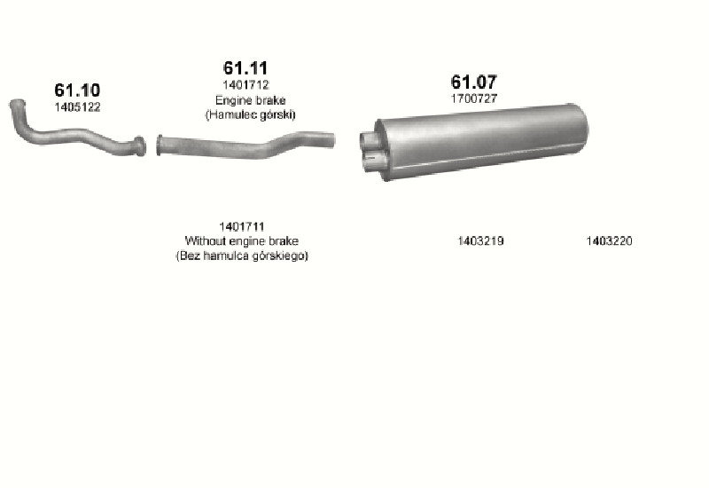 Schéma výfukového systému DAF LF 45 3.9 – Sestava 1