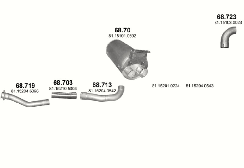 Schéma výfukového systému MAN TGM 6.9 – D0836LFL