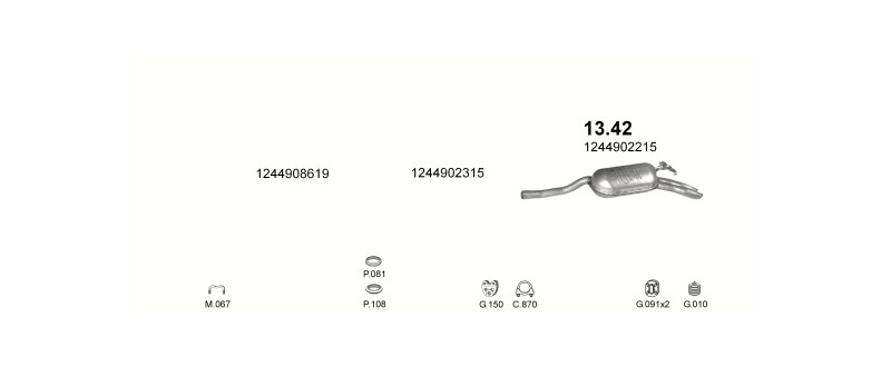 Schéma výfukového systému MERCEDES E320 - W124 3.2 – W124 E320 – sestava 1