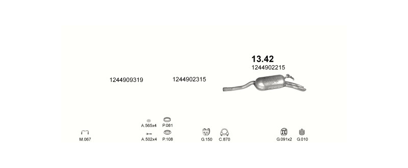 Schéma výfukového systému MERCEDES E320 - W124 3.2 – W124 E320 – sestava 2