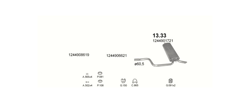 Schéma výfukového systému MERCEDES E320 - T124 3.2 – T124 E320 – sestava 1
