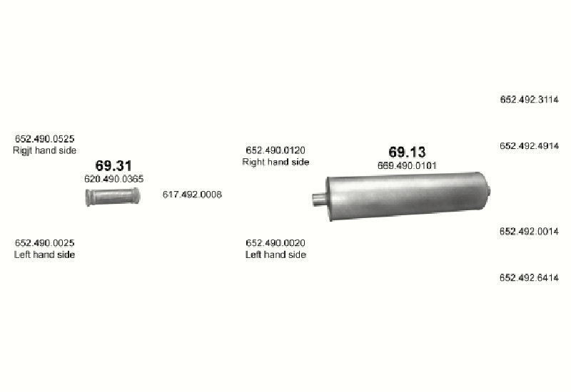 Schéma výfukového systému MERCEDES 19-33 T 2422 – WB 3200, 3600 – sestava 2