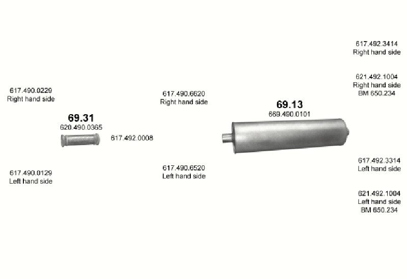 Schéma výfukového systému MERCEDES 10-16 T 1222 A – WB 3600, 4200 – sestava 4
