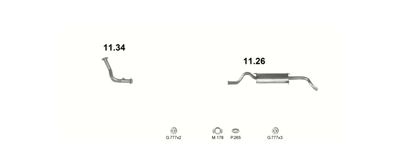 Schéma výfukového systému LADA 21115 1.5 – Sestava 1