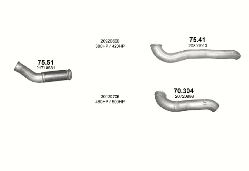 Schéma výfukového systému VOLVO FM 13 12.8 – D13C – sestava 1