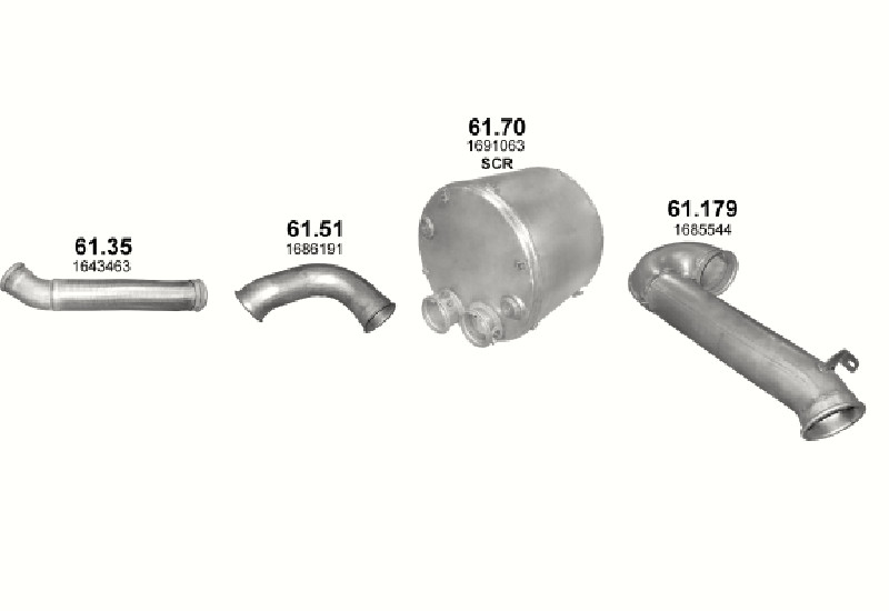 Schéma výfukového systému DAF CF 85 12.9 – 4X2 ; 6X2 ; 6X2/4 – sestava 2