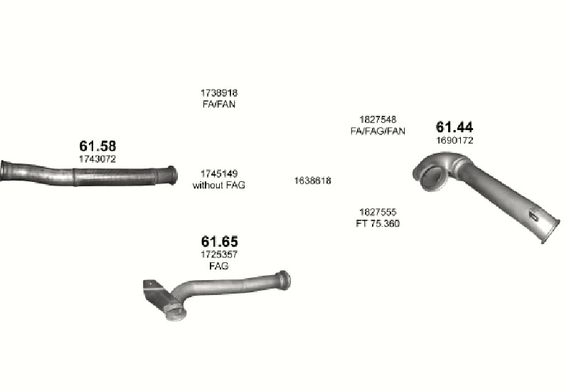 Schéma výfukového systému DAF CF 75 9.2 – 4X2 ; 6X4 ; 6X2/4 – sestava 4