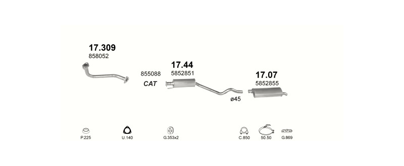 Schéma výfukového systému OPEL ASTRA F 1.6 – MAN