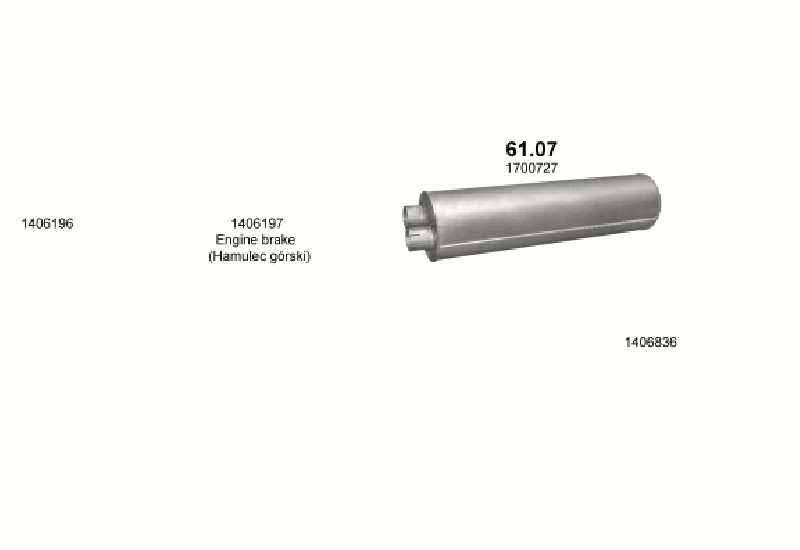 Schéma výfukového systému DAF LF 45 3.9 – Sestava 1