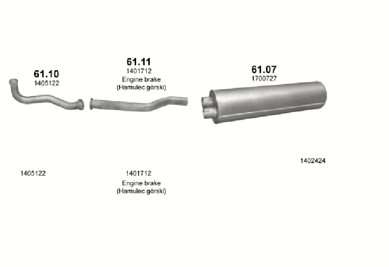 Schéma výfukového systému DAF LF 45 3.9 – 7,5T/10T/12T – sestava 4