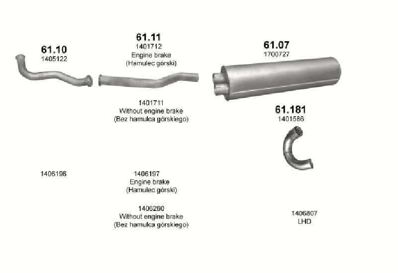 Schéma výfukového systému DAF LF 45 3.9 – 7,5T/10T/12T – sestava 3