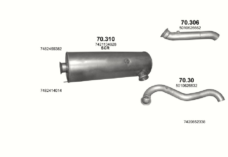 Schéma výfukového systému RENAULT MIDLUM 4.8 – Dxi 5 ; 44EL