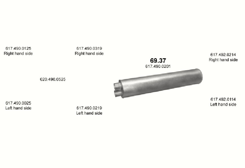 Schéma výfukového systému MERCEDES 10-16 T 1625 K – WB 3600 – sestava 2