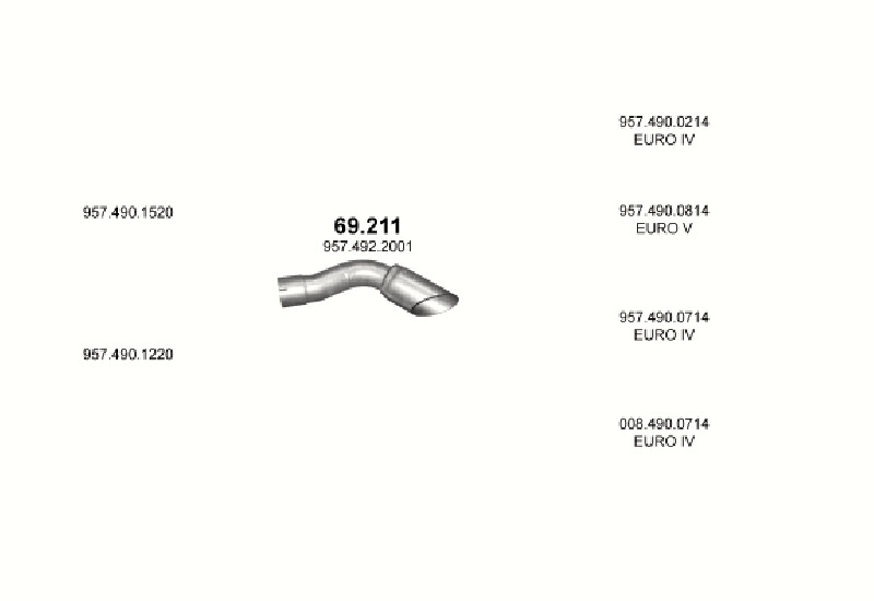 Schéma výfukového systému MERCEDES ECONIC 6.4 – OM 906/926 LA – sestava 2