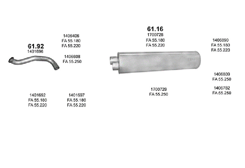 Schéma výfukového systému DAF LF 55 5.9 – 13T/15T/18T – sestava 2