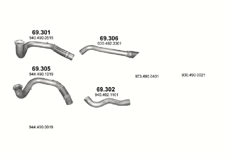 Schéma výfukového systému MERCEDES AXOR 7.2 – 4X2 ; 6X2/2/4 – sestava 4