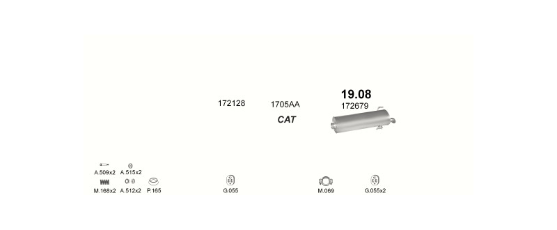 Schéma výfukového systému PEUGEOT 306 1.8 D – Sestava 2