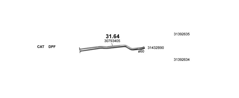 Schéma výfukového systému VOLVO S60 II 2.4 D – 2.4 D – sestava 8