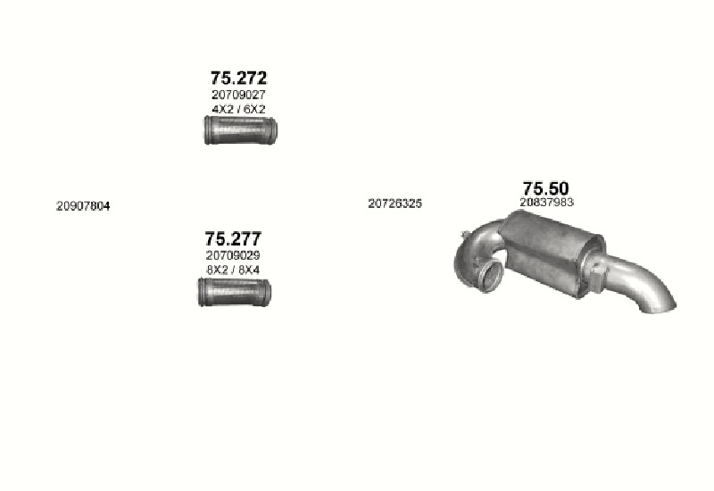 Schéma výfukového systému VOLVO FH 16 16.1 – D16E – sestava 2