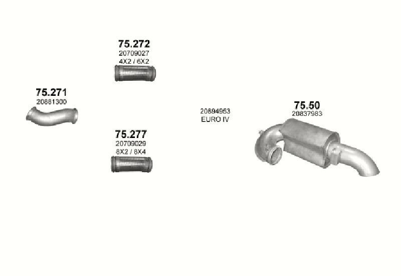 Schéma výfukového systému VOLVO FM 9 9.4 – D9B – sestava 4