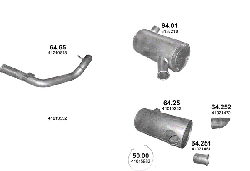 Schéma výfukového systému IVECO STRALIS 10.3 – 190S40/S43 ; 260S40/S43 ; 440S40/S43 – sestava 1