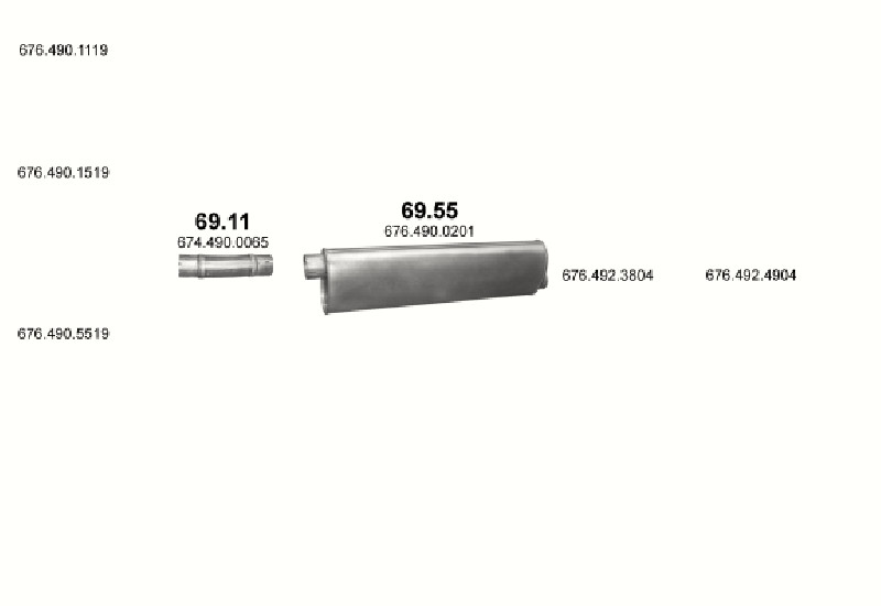 Schéma výfukového systému MERCEDES O 1117 L 6.0 – 4X2 OM 366 LA WB 4900 / 4X2 OM 366 LA WB 3250