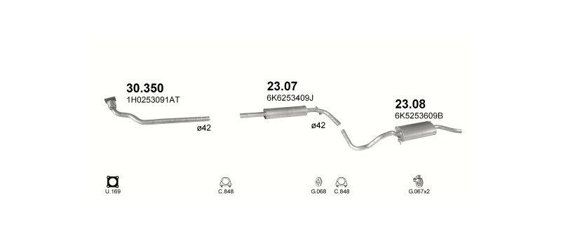 Schéma výfukového systému SEAT CORDOBA 1.9 D – 1.9 Diesel – sestava 2