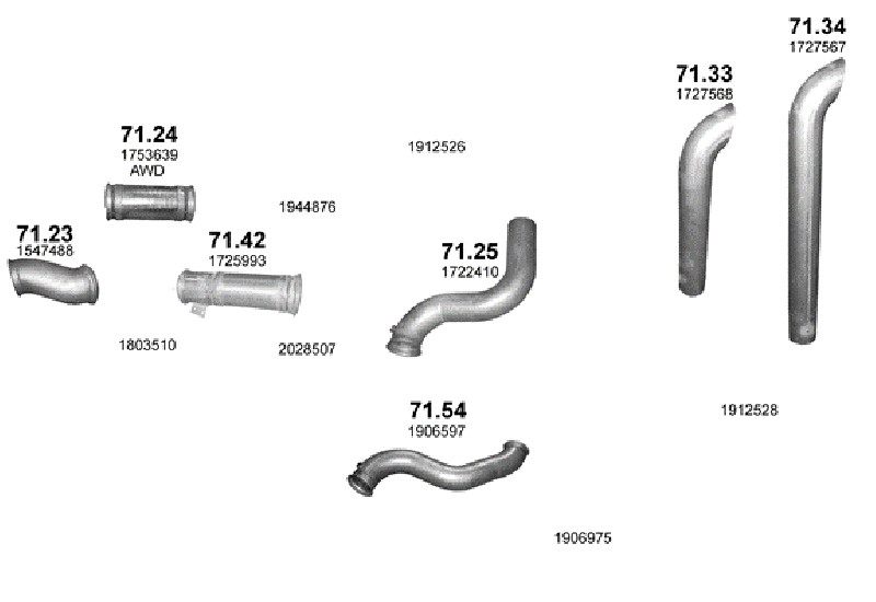 Schéma výfukového systému SCANIA P, R, T 9.3 – 4X2 ; 4X4 ; 6X2 ; 6X4 ; 6X6 ; 6X2/2 ; 6X2/4